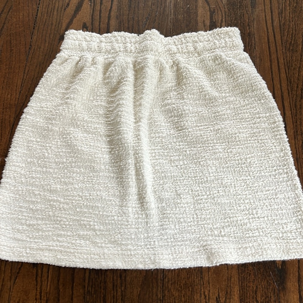 Lou & Grey Sweatshirt Terry Cloth Drawstring Casual Mini Skirt Cream small - Picture 4 of 6